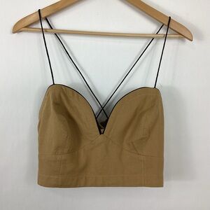 Maeve By Anthropologie Seamed Contrast Corset Crop Top Size 10